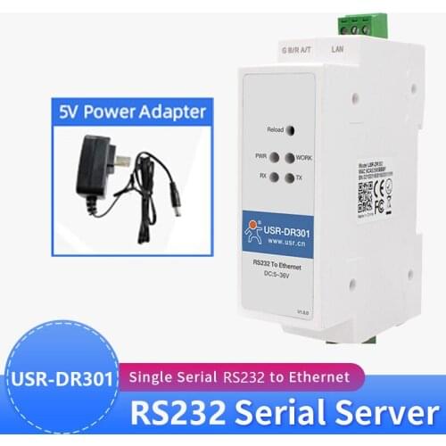USR-DR301 DIN-rail RS232 Serial to Ethernet converter Tiny Size Networking Transmission server device support Modbus RTU to TCP