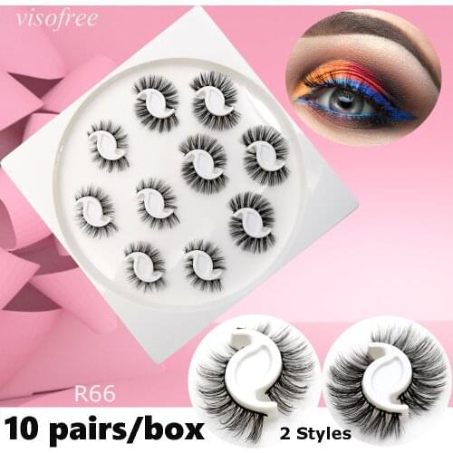 Visofree 10 Pairs/box Faux Mink eyelashes set Wispy Natural faux cil Wholesales 3d lashes pack Dramatic makeup False Eyelashes