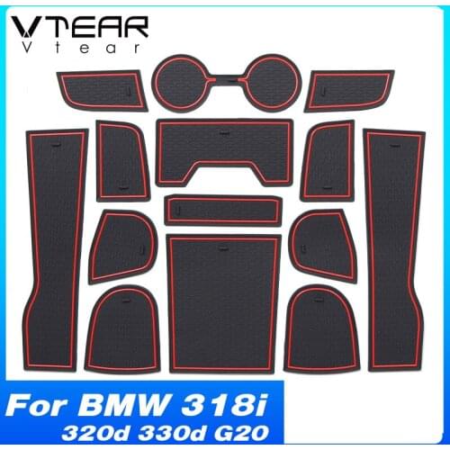 Vtear Door Slot Pad Decoration Car Interior Anti-Dirty Accessories Cup Holder Non-Slip Mat Parts For BMW 318i 320d 330d G20 2021