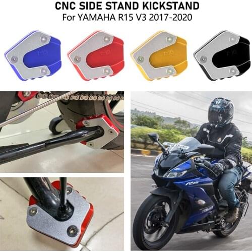 Motorcycle Kickstand Side Stand Enlarge Extension Plate Pad For 2017 2018 2019 2020 Yamaha YZF R15 YZFR15 YZFR-15 V3 Accessories