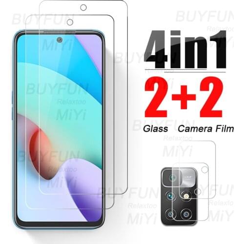 4in1 Protective Glass for Xiaomi Redmi Note 10 9 8 Pro 9S 10S 10T 9T 8T Camera Screen Protector Redmy 9 Prime 9A 8A 9C NFC Glass