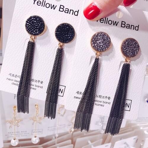 Vintage Statement Crystal Long Tassel Earrings For Women Rhinestone Dangle Earrings Wedding Party Delicate Brincos Pendientes