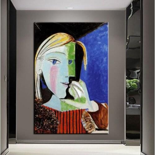 100% Hand Painted Famous Painting Woman Character Abstract Picasso Canvas Painting Wall Art Pictures for Living Room Decor