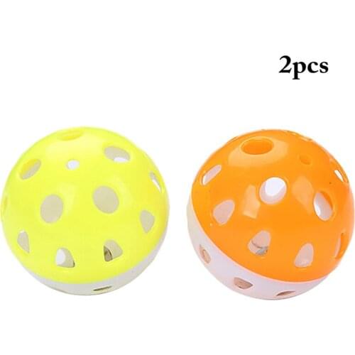 2PCS 4.3CM Legendog Plastic Cat Balls Interactive Lattice Jingle Ball Cat Toy Ball with Bell Training Toys Cat Funny Favor Toy