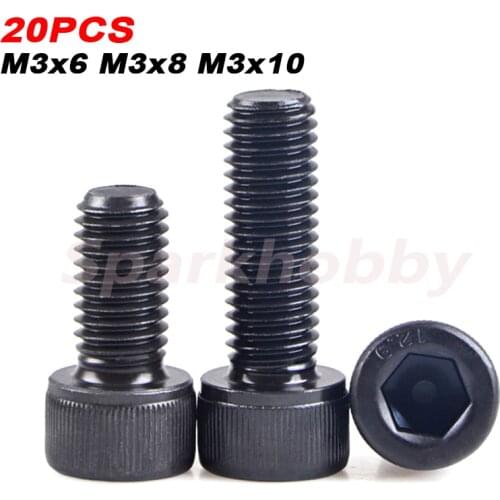 20PCS Grade 12.9 M3x6 M3x8 M3x10 Allen socket head screw Hexagon Socket Head Screw Black Nickel plated Allen socket head screw