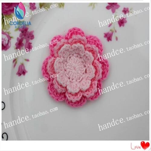 2016 new arrival 4 pcs natural cotton crochet lace rose patches for garment as clothes decoration felt as sewing on applique