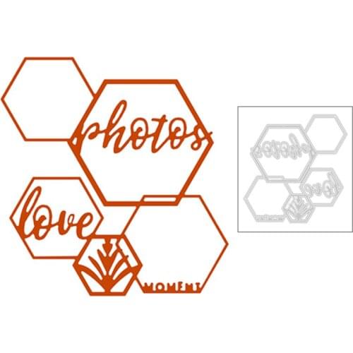 2020 New Hexagon Photo Frame Metal Cutting Dies For Embossing Honeycomb Cut Paper Decoration Album Card Scrapbooking No Stamps