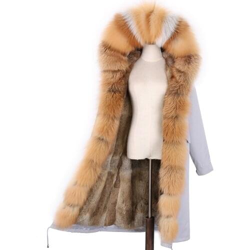 2021 Winter Women Parka Waterproof Thick Real Rabbit Fur Liner Womens Coats and Jackets Natural Raccoon Fur Collar Hooded 7XL