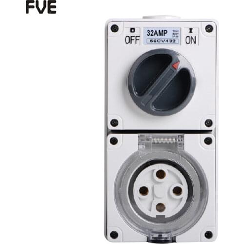 *32A three phase 4 round pin combination switch & socket 56CV432