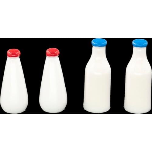 4Pcs 1/12 Doll House Miniature Resin Milk Bottle Simulation Food Drink Model Toys for Mini Decoration Dollhouse Accessories