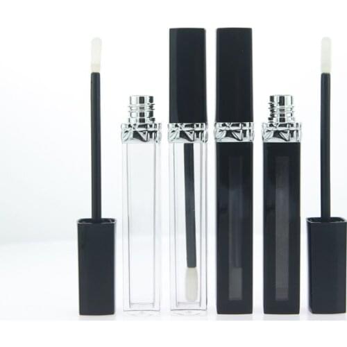50PCS Empty Square Clear Black Lip Gloss Tube 6ML With Window