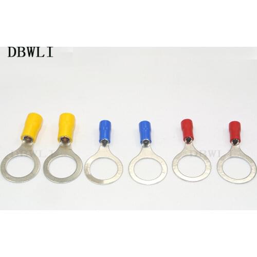50PCS RV1.25-8 RV2-8 RV3.5-8 RV5.5-8 5/16 Ring insulated terminal Cable Wire Connector Electrical Crimp Terminal