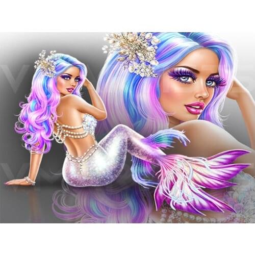 Mermaid diamond painting daimond embroidery Cartoon Girl 5D queen Drill Cross Stitch inlaid pattern Sexy Lady Child Gift EE2040