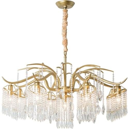American gold crystal chandeliers lights living room restaurant country creative art luxury lamp bedroom French hanging fixtures