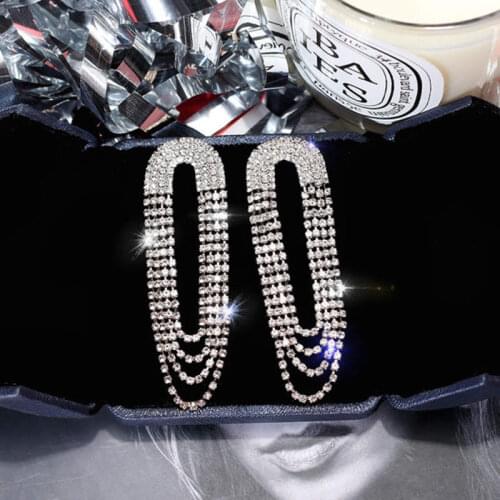 Anti-allergy Gold Color/Silver Color Crystal Tassel Earrings Long Fall Earring 2021 Accessories Female Fashion Jewelry YEA436