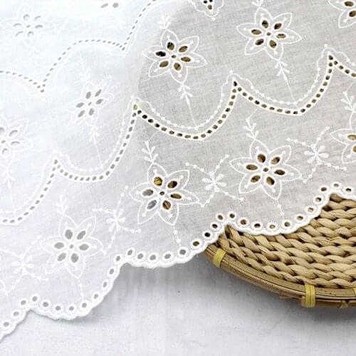 100%Cotton Cloth hollow-out Embroidered Lace Fabric Handmade DIY Clothes Accessories Width 130cm 1Yard
