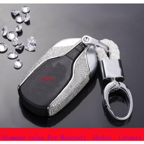 Car Key Case Key chain bag high quality aluminium alloy Diamond inlay For Maserati Ghibli Levante Accessories