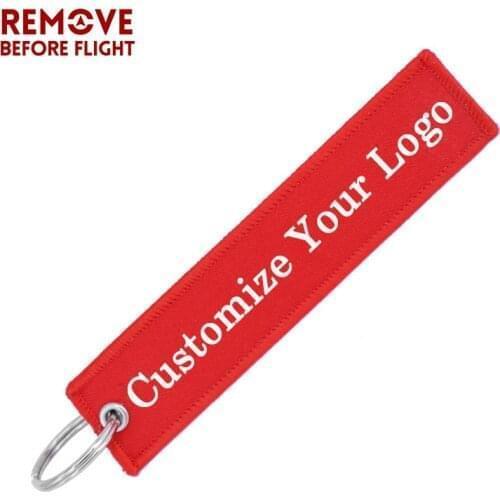 50PCS Fashion Customize Keychain Motorcycle Keychain llaveros Safety Label Embroidery Jewelry OEM FOB Chain for Aviation Gifts
