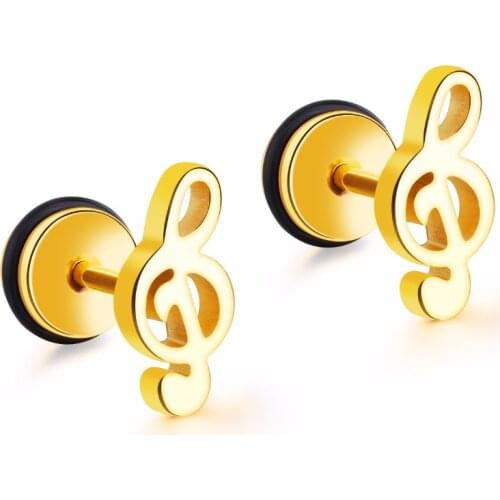 FATE LOVE Brand Punk Black Silver Gold color Stainless Steel Unisex Women Male Men Stud Earrings Charms Fashion Jewelry GE418