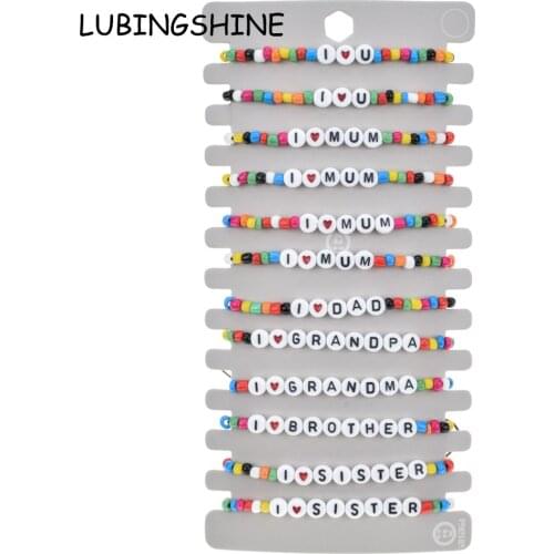 Boho Women 12pcs/Set Letter Bead Charms Braided Bracelet Adjustable Rope Chain Family Men Child Gift Wristband Jewelry