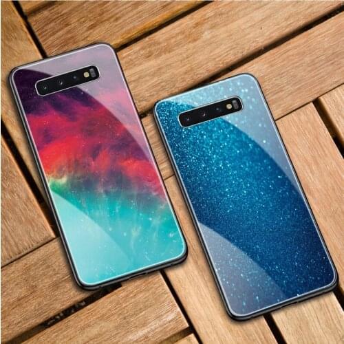 Luxury 9H Tempered Glass Starry Pattern Phone Case Hard Back Cover for Samsung S7 S8 S9 S10 S20 M01 M11 M21 M31 M51 M30s M31s