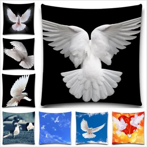 Dove Square Pillow Case Cushion Countryside Cover Home Living Bed Room Decorative Coffee Shop Office Relax Throw Back Pad