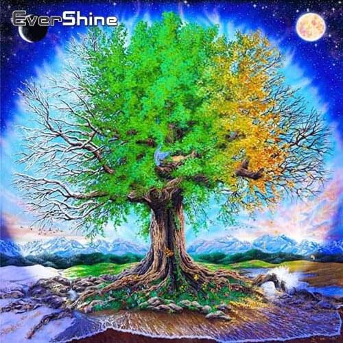 EverShine DIY Diamond Painting Full Square Drill Tree Cross Stitch Diamond Embroidery Landscape Picture Rhinestones Home Decor