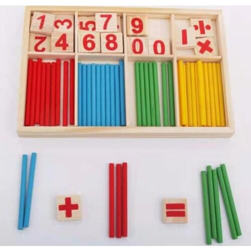 Montessori Figure Blocks Counting Sticks Education Wooden Toys Building Intelligence Block Mathematical Wooden Box Children Gift