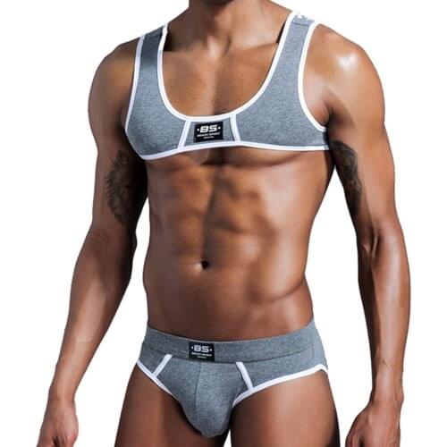 Cotton Low Rise Triangle Briefs Mens Bikini U Convex Pouch European And American Slim Fit T Shirt Sexy Waistcoat Cotton Vest