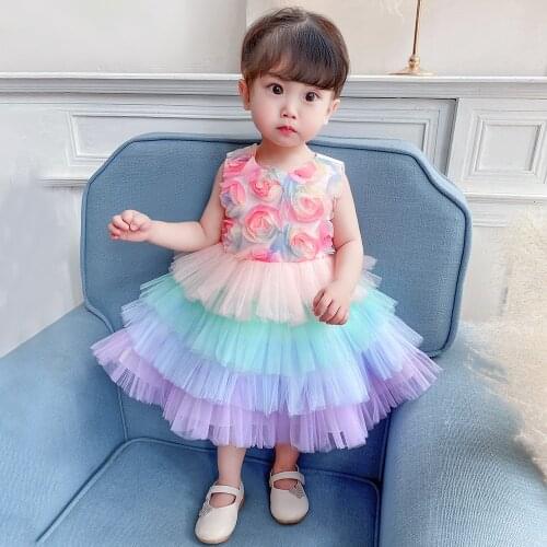Toddler Summer Dress For Girls 1st Birthday Party Wedding Lace Tutu Girl Dress Floral Baby Girl Princess Vestidos
