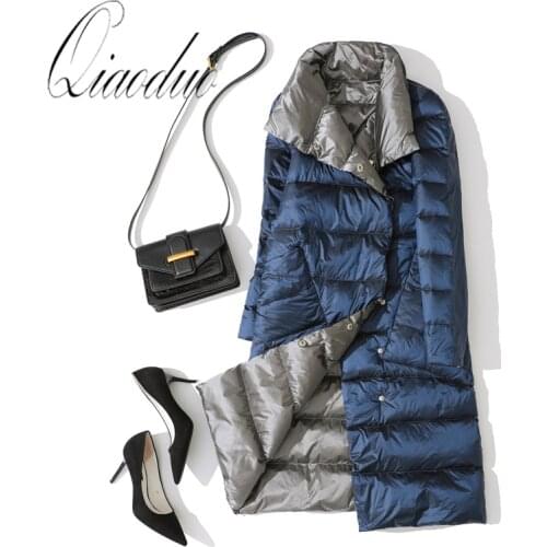 Qiaoduo Duck Down Jacket Women Winter Long Thick Double Sided Plaid Coat Female Plus Size Warm Down Parka For Women Slim Clothes
