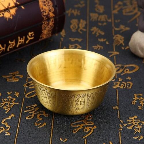 Buddhist Hall Copper Water Supply Bowl L, M and S Lucky Cup Worshiping Bronze Rice Bowls Home Furnishings Gifts and Mascots