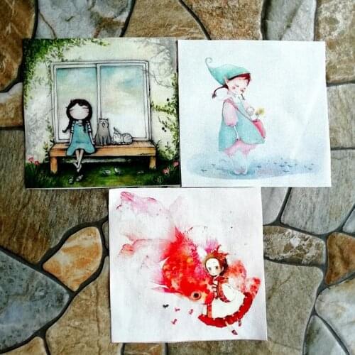 15*15cm 3pcs/lot Cute girl handmade canvas diy patchwork fabric digital printed cloth home textiles fabrics for sew Bags Tecido