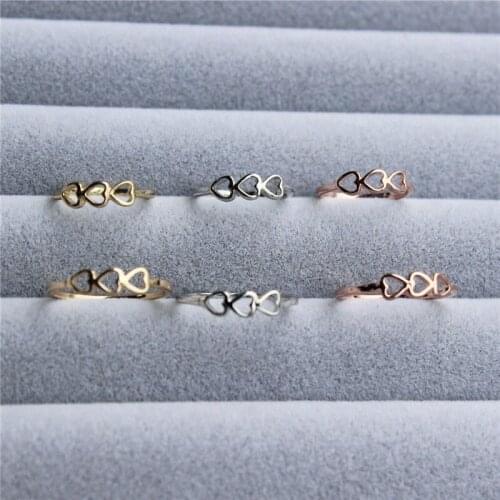 Fashion Cute 3 Connected Love Heart Ring Triple Hearts Rings For Women Girls Birthday Gift