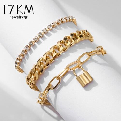 Trendy Gold Thick Chain Link Bracelet Fashion Lock Snake Butterfly Beads Charm Bracelets Set 2021 New Jewelry Gifts