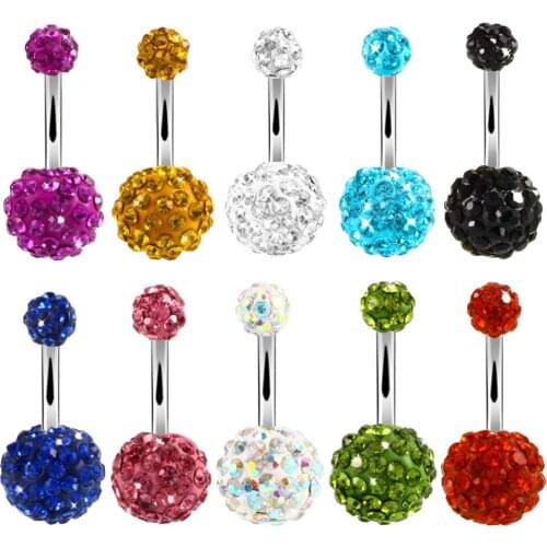 MODRSA 1PC Bling Crystal Dangle Navel Piercings Stainless Steel Belly Button Rings Belly Piercing Body Jewelry Piercing Ombligo