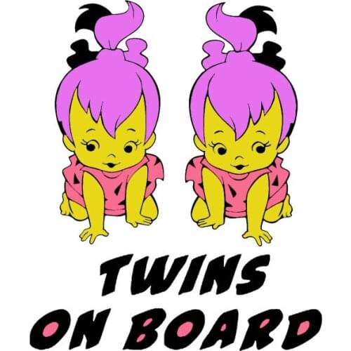 Cartoon TWINS ON BOARD Lovely Girl Car Sticker KK Vinyl Auto Accessories Car Styling Laptop Decal PVC 18cm*15cm