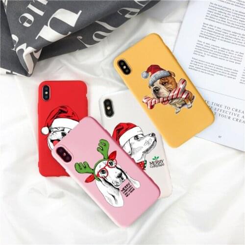 Christmas cute Cartoon animals dogs color TPU soft silicone phone case foriPhone 5 6 7 8 Plus X XR XS Max 12pro 12mini 11Pro Max