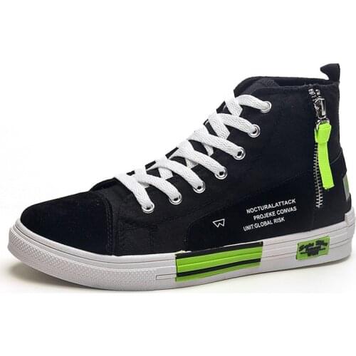 2021 New High-Top Canvas Shoes Mens Summer Korean Style Board Shoes Trend Mens Shoes Solid Color Sports Shoes Casual Shoes