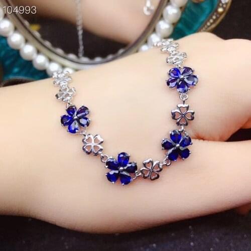 New Arrival Real and Natural Sapphire bracelet Free shipping 100% Real natural sapphire Bracelet 925 sterling silver Bracelet