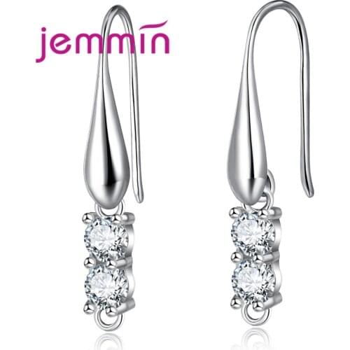 New DIY Finding Women 10 PCS Earrings Hook Elegant Sparkly Crystal Connector Real 925 Sterling Silver Jewelry Accessories