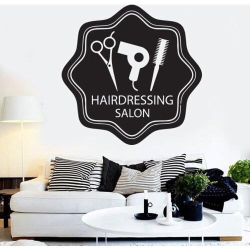 Hair salon Wall Sticker barber shop styling hair Reception entrance hall decors wall decals Removable vinyl decor stickers G133
