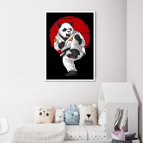 Panda Karate Poster Art Print Modern Canvas Painting Pop Fashion Wall Picture For Living Childrens Room Decoration
