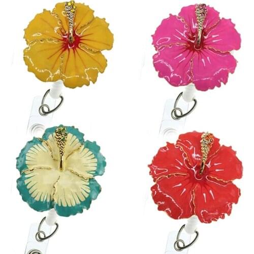 Plastic id card lanyards id badge holder flower custom nurse id badge holder retractable reel