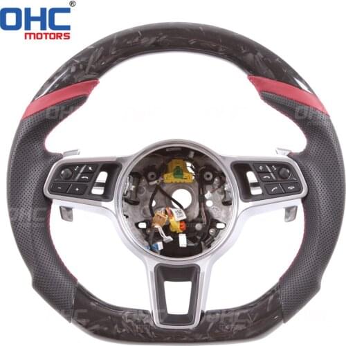Real Carbon Fiber steering wheel for Por-sche Cayenne Pana-mera Ma-can Cay-man Box-ster Spy-der 978 911 991 718 997 GT3 GTS