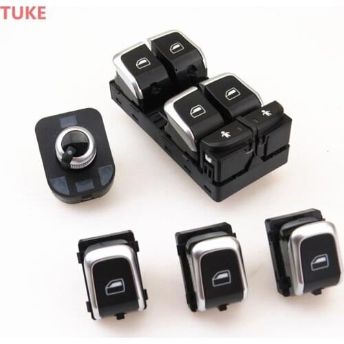 RWSYPL Chrome Driver Window Master Switch Side Mirror Knob Gass Lift Button For A6 C7 A7 Q3 RS6 RS7 4GD 959 851 B 8KD 959 855 A