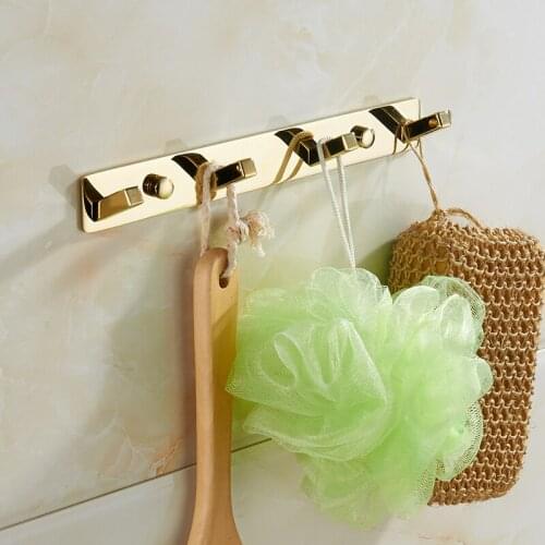 Vidric golden brass Square Clothes hooks Kitchen hooks simple row of hooks living room wall hanging door rear hook for cap,coat