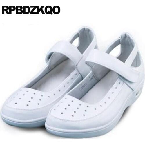 Flats round toe ladies summer designer white nurse size 34 chinese hollow out sandals women cheap shoes china 2019 mary jane