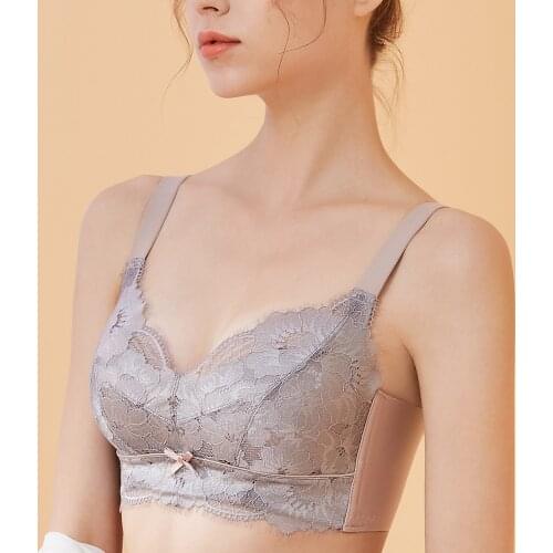 Women Full Coverage Wire Free Non-Foam Lace Bra 34 36 38 40 42 B C D E F