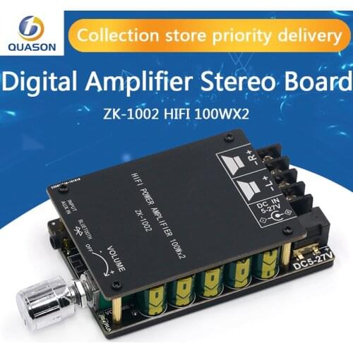 ZK-1002 HIFI 100WX2 TPA3116 Bluetooth 5.0 High Power Digital Amplifier Stereo Board AMP Amplificador Home Theater
